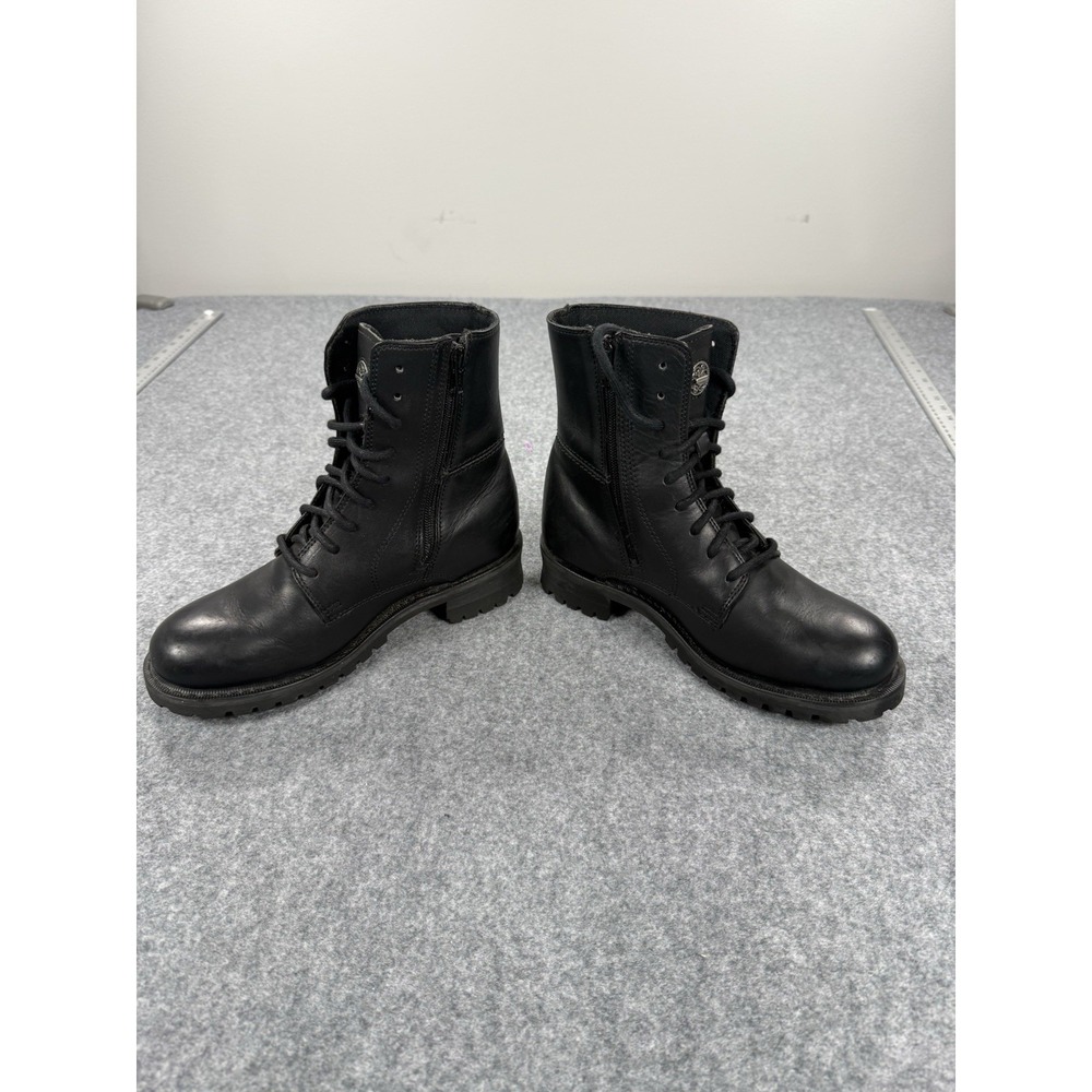 Harley-Davidson Womens 88011 Black Leather Lace Up Side Zip Motorcycle Boots 8.5 - Picture 3 of 9